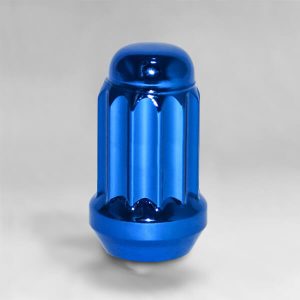 Гайка M12x1,25 конус, высота 35мм, с выступом, закрытая, 12-ти лучевая звезда, синий хром (B911144SD/BL)