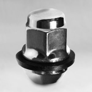 Гайка M12х1,5 сфера, пластиковое кольцо, высота 33мм, с выступом, закрытая, ключ 19мм, хром (401445HO)